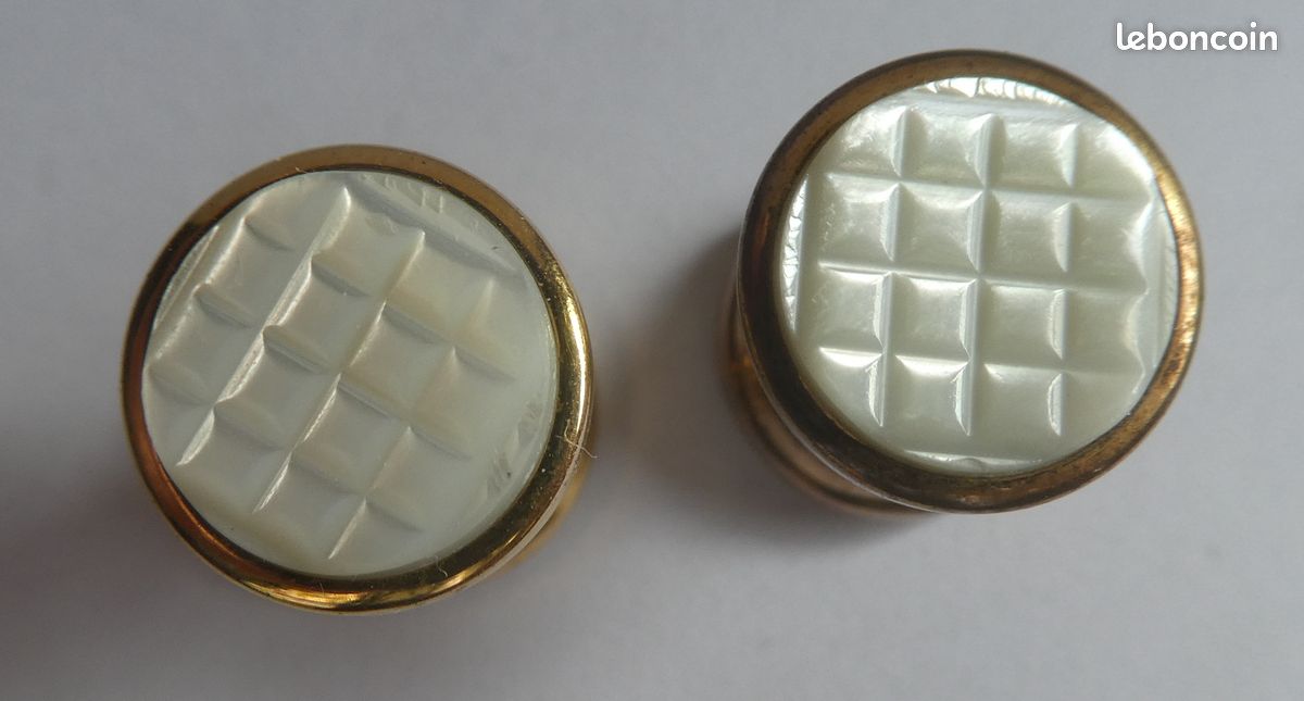 Boutons De Manchette Nacre Vintage, Années 1920, Très élégants