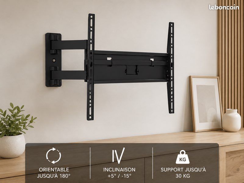 Support TV mural orientable et inclinable – Très bon état (image 1)