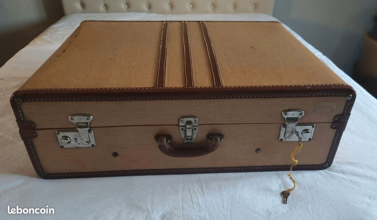 Valise ancienne bois et cuir Décoration