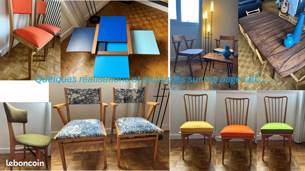 💚 fauteuil / paire bridge art déco vintage refait à neuf design 💚 (image 8)