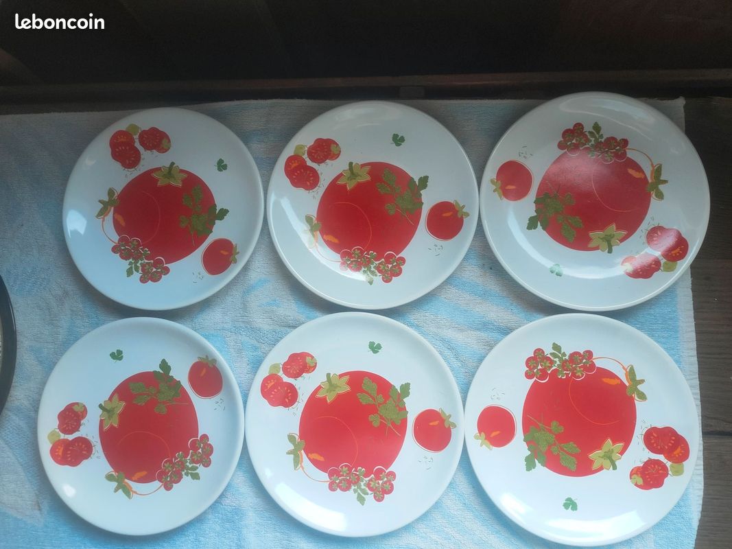 TRÈS BEAU LOT de 6 grandes assiettes plates Geneviève Lethu modèle