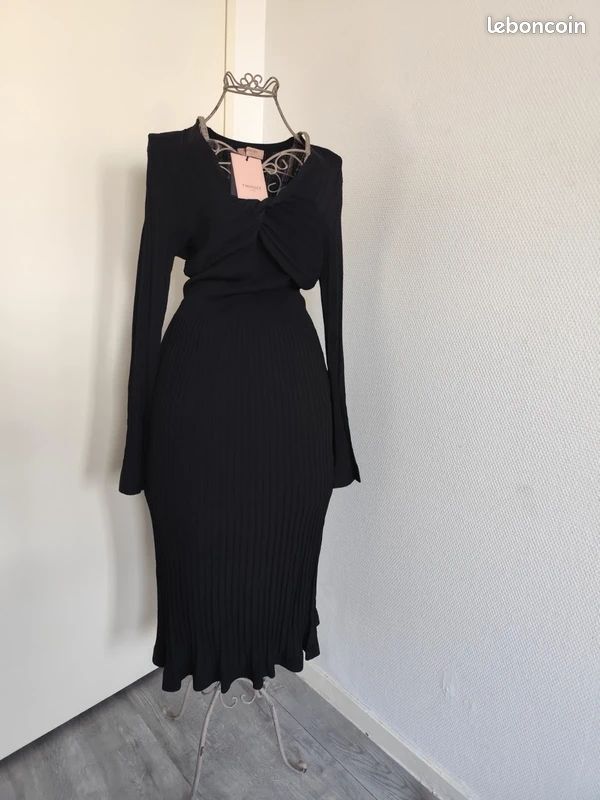 Robe Tunique Pull Longue Noire, Manches Longues, Taille S (8-10 Ans), Neuve Avec étiquette
