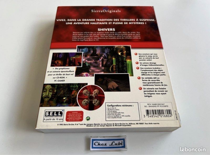 Jeu Vidéo SHIVERS - PC Version Big Box - Très Bon état Complet (boîte, Instructions)