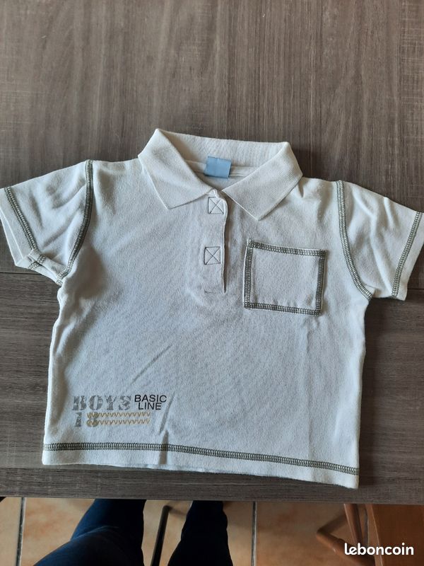 Polo blanc manches courtes 2 ans Am Stram Gram (image 1)