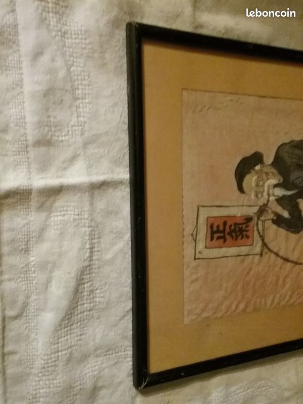 Peinture sur soie Indochine XX° " le Juste fumant" (image 5)