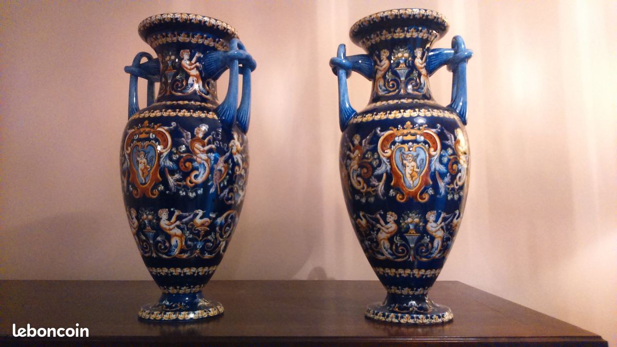 Paire 2 magnifiques vases gien (image 1)