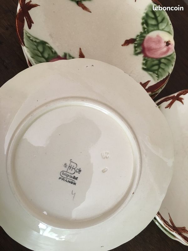 Assiette faïence barbotine de CHOISY LEROY HB décor pomme (image 2)