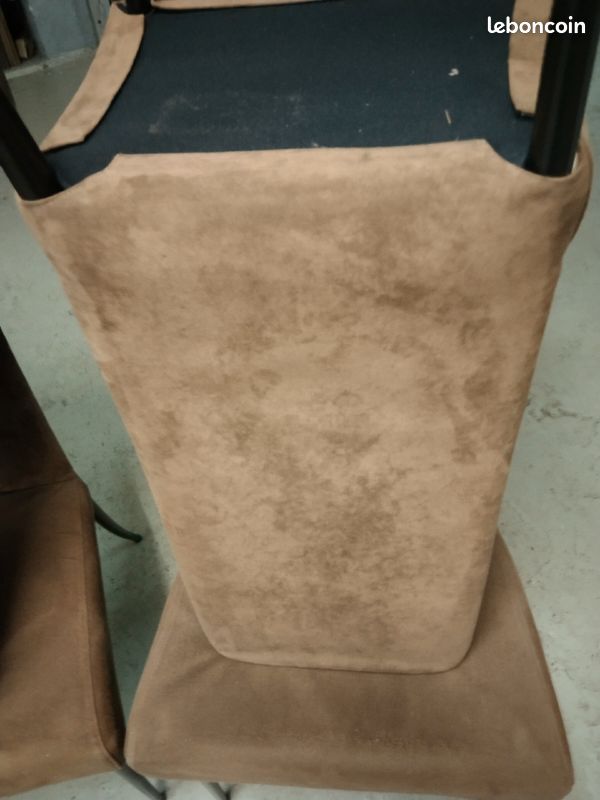 4 chaises fly Line carré vi cuir alcantara beige tendu (image 6)