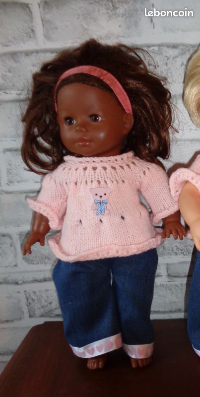 Vêtements neufs pour poupée corolle 34 cm ou 36 cm jean pull nounours (image 1)