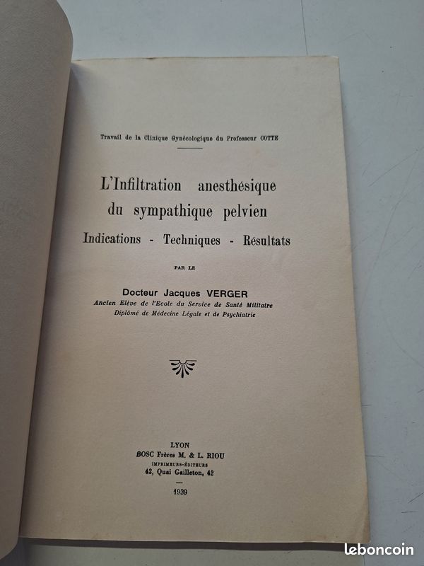2788: Infiltration anesthesique du sympathique pelvien Verger 1939 these medicale Lyon (image 3)