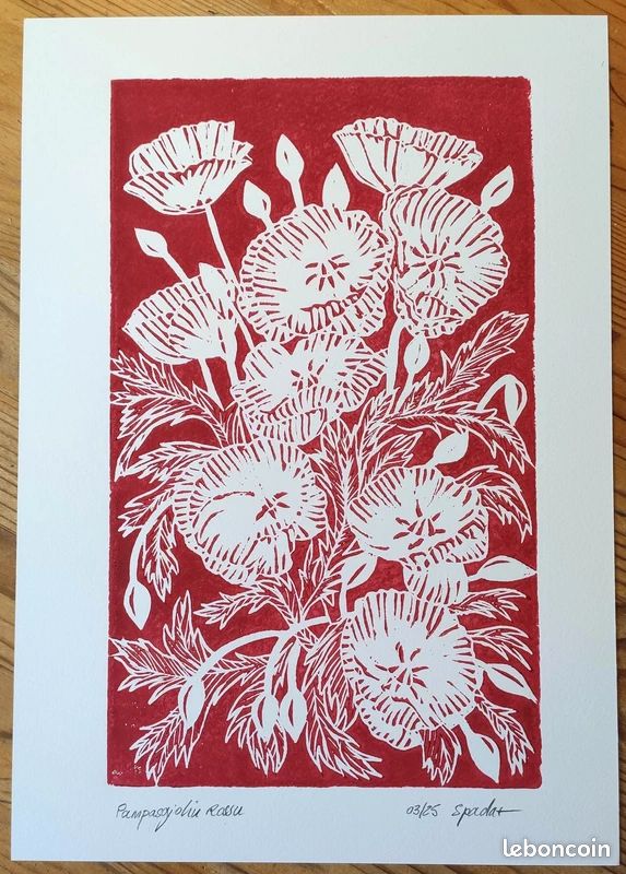 "Pampasgiolu rossu", linogravure originale signée Spada (image 2)