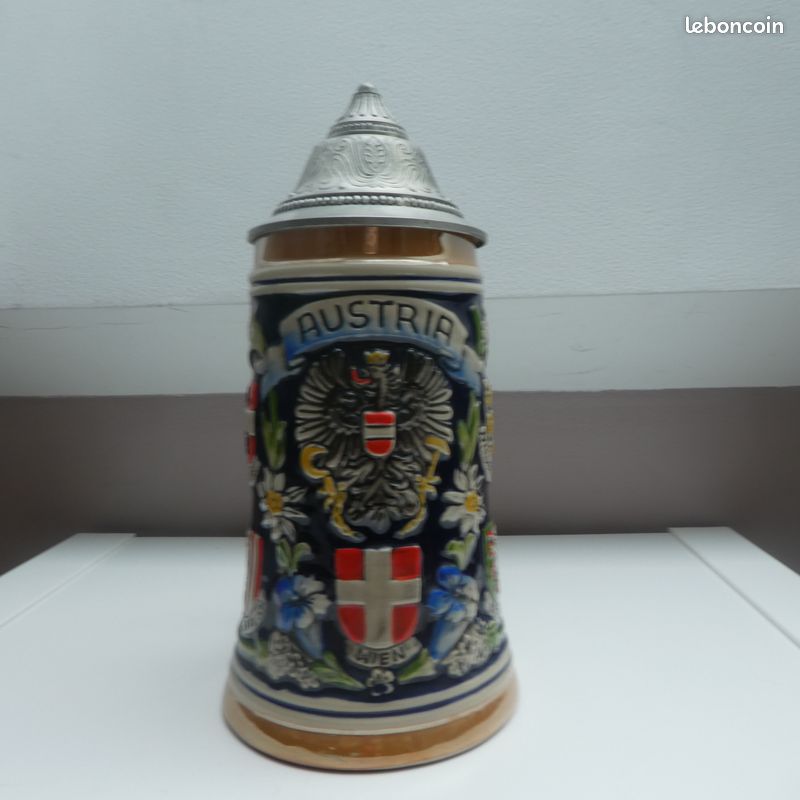 Chope à Bière Signée King Austria - Terre Cuite 19cm - Occasion Excellent état