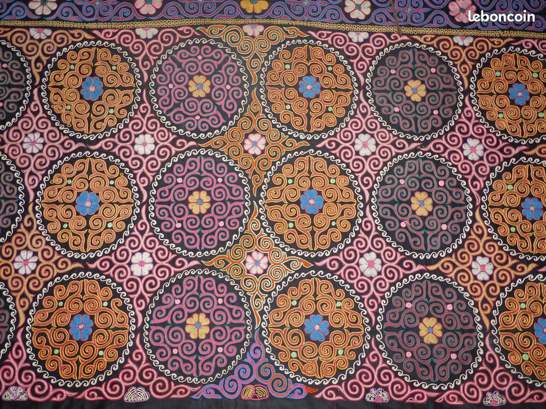Tenture kazakhe authentique Mongolie tapis suzani broderie (image 4)