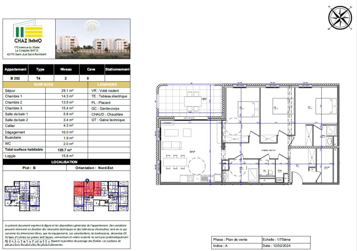 Appartement 4 pièces 105 m² · au Coteau · 105 m² · 322 385 €