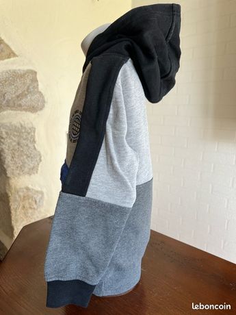 Sweat à capuche garçon en fibres recyclées gris thème campus - mixed