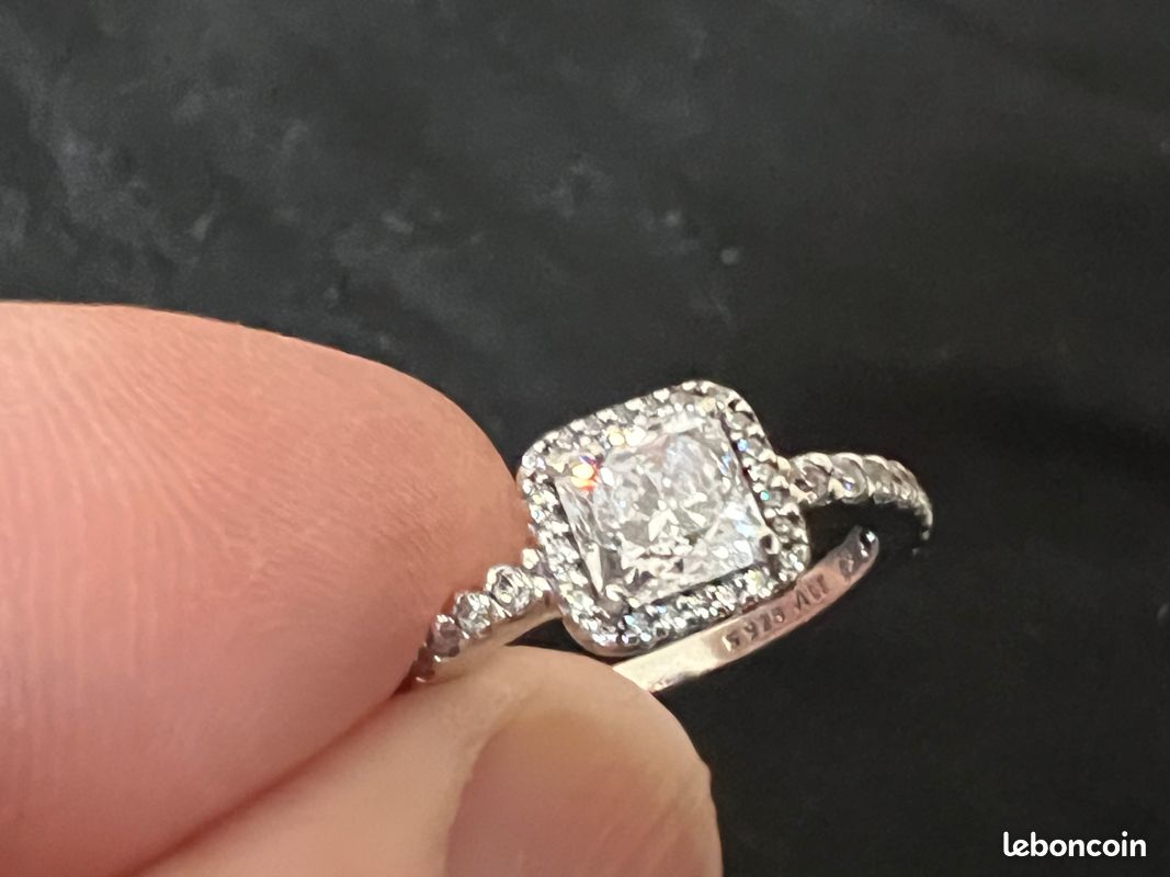 Bague En Argent Massif 925 Avec Zircon – Taille 52 – Occasion, Pierre Brillante