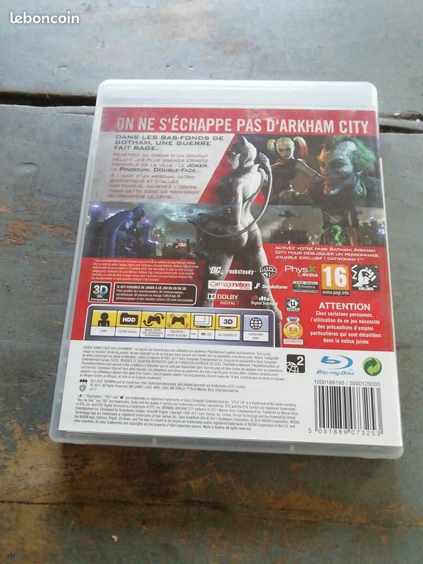 Jeu Batman Arkham City PS3 - Version PAL FR - Bon état, Sans Notice - Pour PlayStation 3