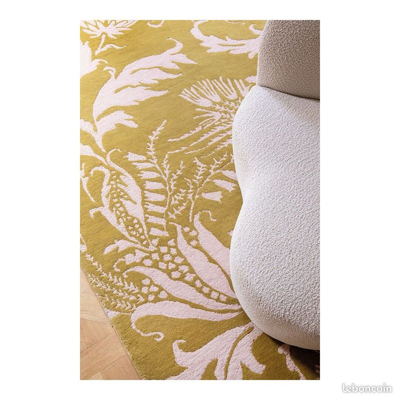 Tapis floral laine tufté main moderne Baroque Jaune 140x200 (image 6)