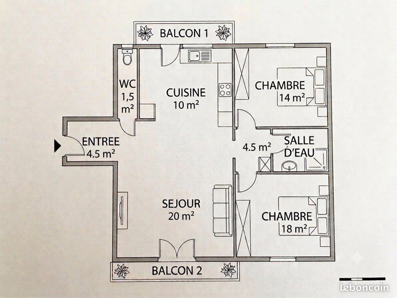 Appartement 3 pièces 84 m² · à Brest · 84 m² · 1 050 €