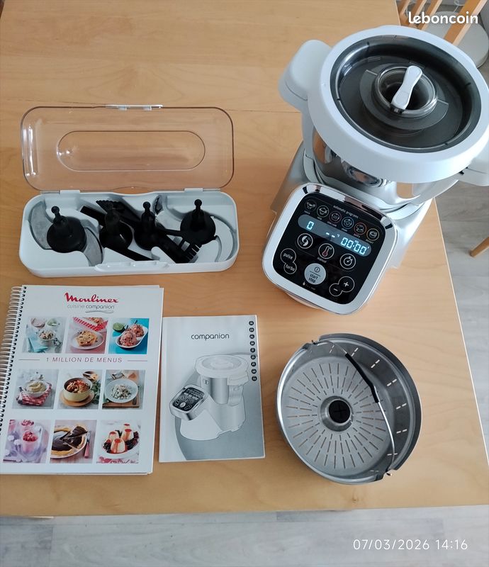Robot Cuiseur Moulinex Companion HF800A10 - Multifonction 1550W - Blanc/gris - Occasion