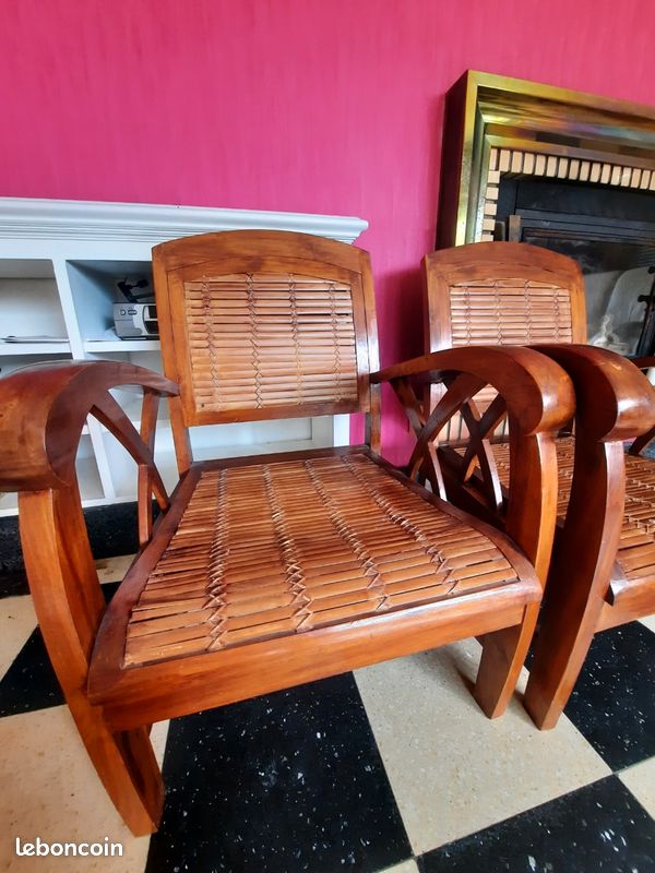2 Fauteuils bois style indonésien (image 2)