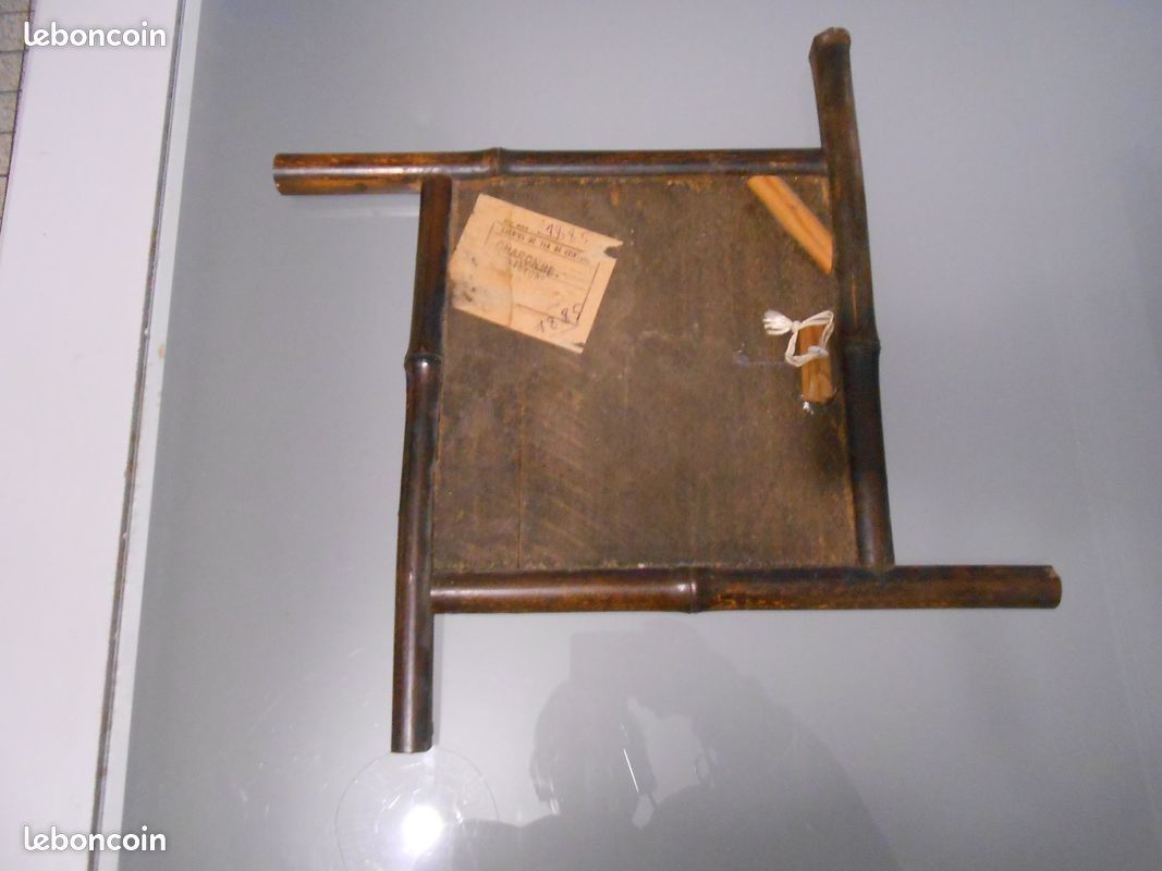 Miroir sncf bambou bisauté vintage Hauteur 34 cm Largeur 35 cm avec étiquette au dos : " chemins de fer de ceinture " Année 1950 1960 (image 2)
