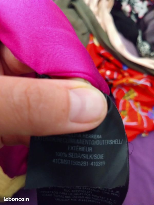 Robe CH Carolina Herrera T38 fuchsia soie satinée asymétrique cocktail luxe (image 9)