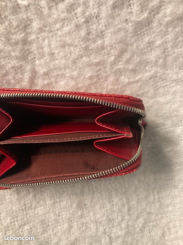 Porte chéquier et monnaie cuir rouge Longchamp (image 5)