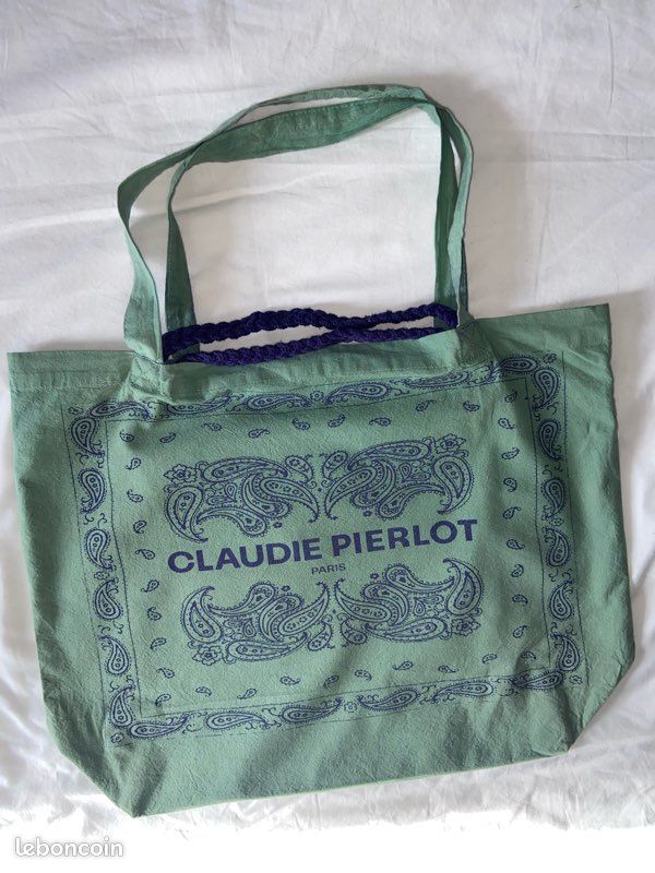 Tote Bag vert en tissu Claudie Pierlot Paris 58x38 Accessoires