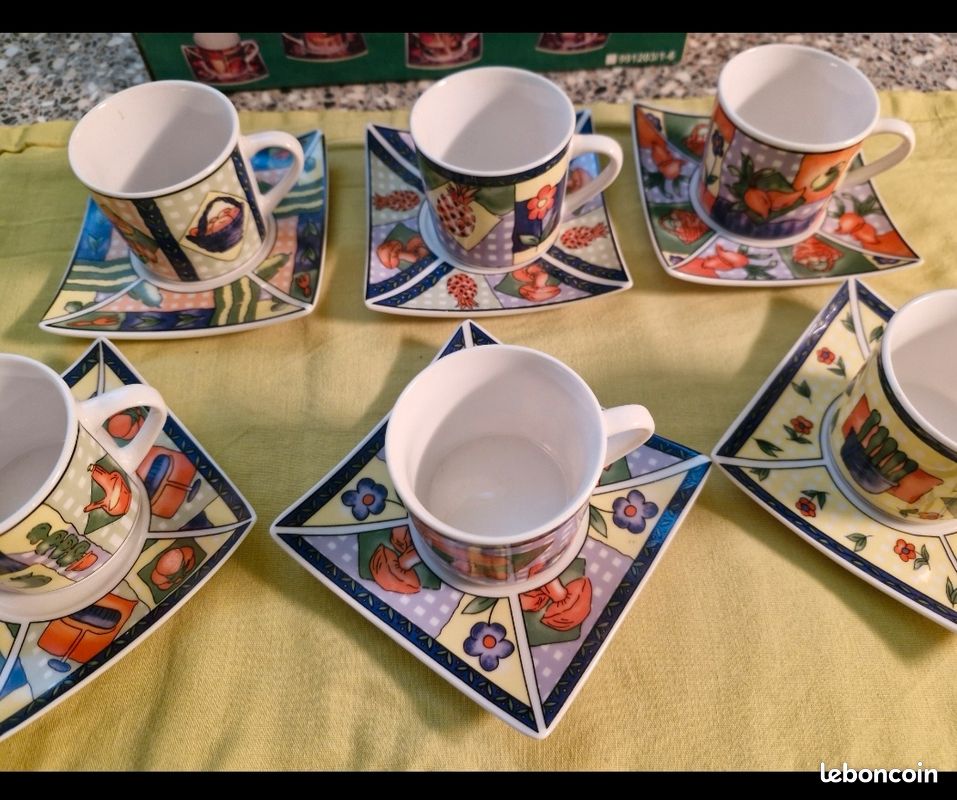 Lot 6 tasses et 6 sous tasses assorties (image 4)