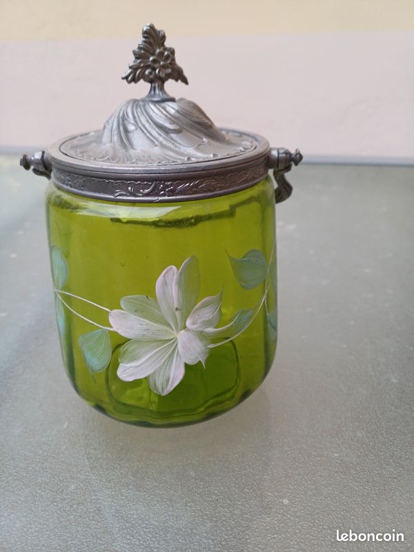 Grand Pot à Biscuits Vintage Fiesta - Vert Boule - Art Déco - Avec Couvercle - 7,5 Pouces