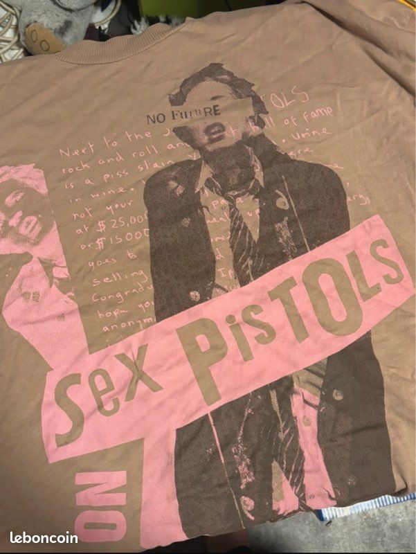 Chemise Vintage Sex Pistols Rose Années 70 - Taille XS - Coton - État Parfait - Rare