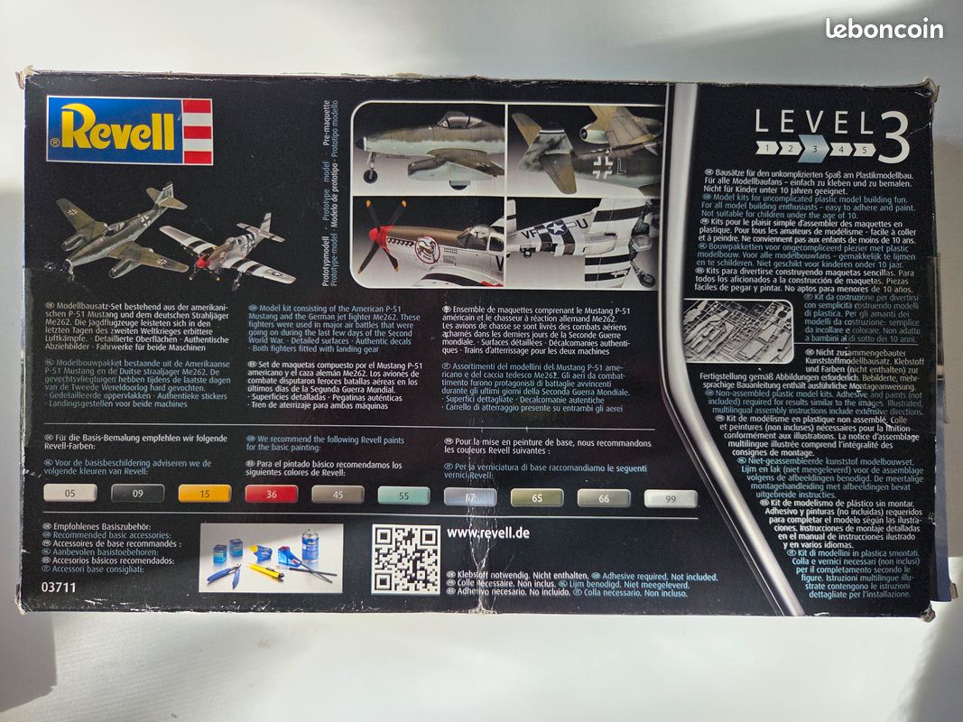Revell RV03711 03711 Ensemble de combat Me262 & P-51B Mustang - Kit modèle en plastique 1:72 échelle, non peint Revell RV03711 03711 Ensemble de combat Me262 & P-51B Mustang - Kit modèle en plastique 1:72 échelle, non peint