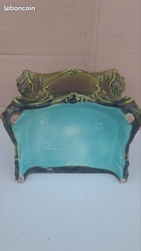 Rare paire de cache-pots Sarreguemines Art nouveau en barbotine – modèle 331 (image 6)