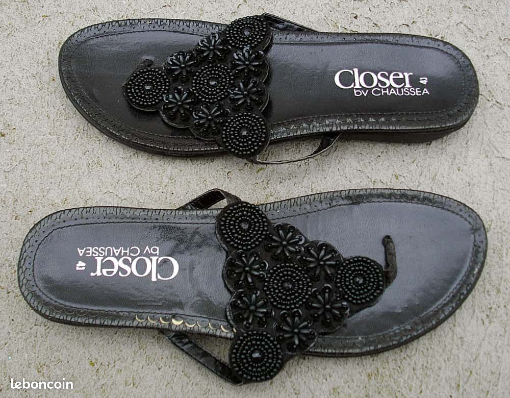 Tongs CLOSER fantaisie noires (41) (image 1)