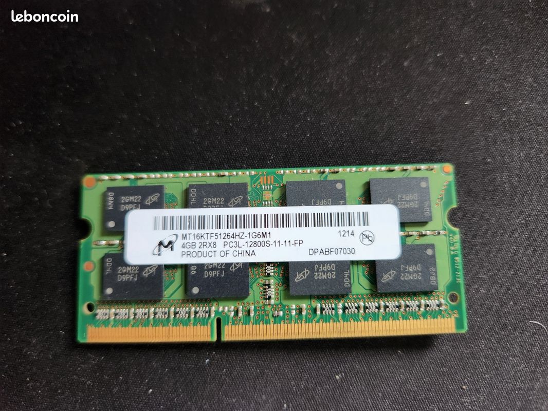 MEMOIRE HP 4GB PC RAM Micron PC3L-12800S DDR3 MT16KTF51264HZ-1G6M1 - Main Image