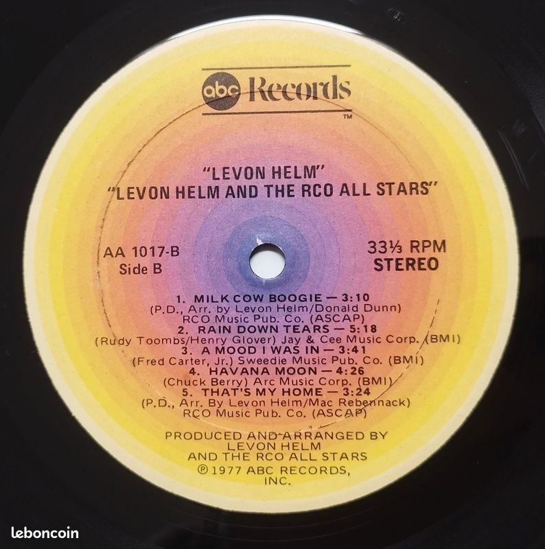 Levon Helm And The RCO All-Stars Disque vinyle 33 tours LP : Levon Helm And The RCO All-Stars (image 4)