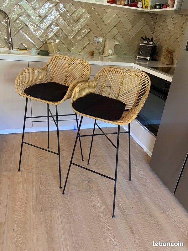Lot de 2 tabourets en rotin synthétique (image 3)