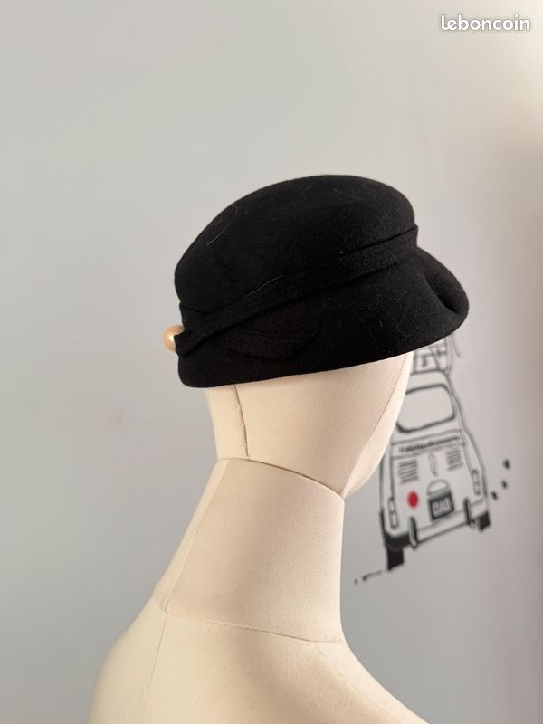 Vintage années 50 chapeau feutre noir (image 1)