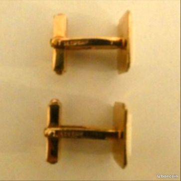 Boutons De Manchettes XIXe Plaqué Or Rose - Taille 15x15 Mm - Occasion