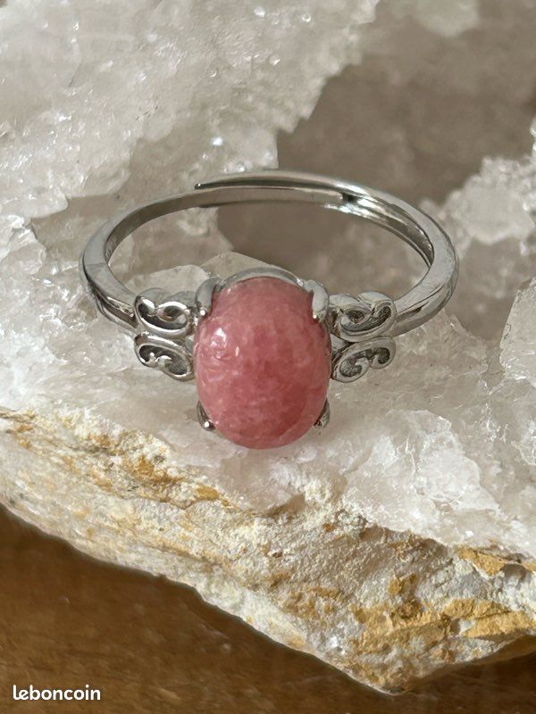 Bague en Rhodochrosite – Acier Inoxydable & Taille Réglable (image 3)