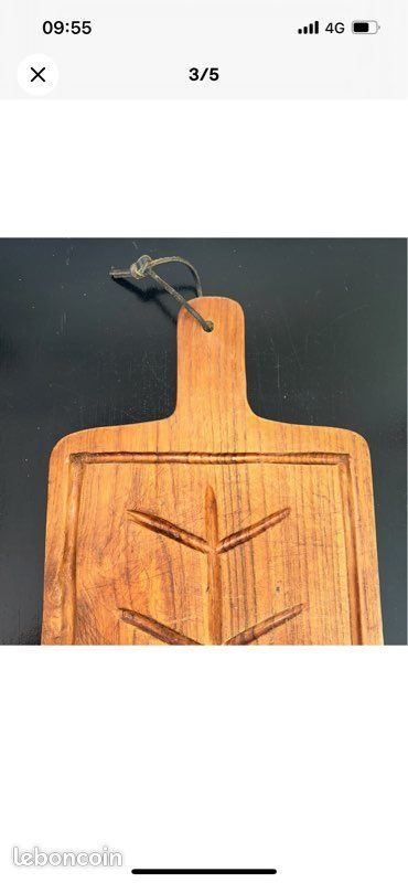 Planche à Découper Ou Hachoir En Bois Patine Ancienne, Couleur Marron Français 20ème Siècle