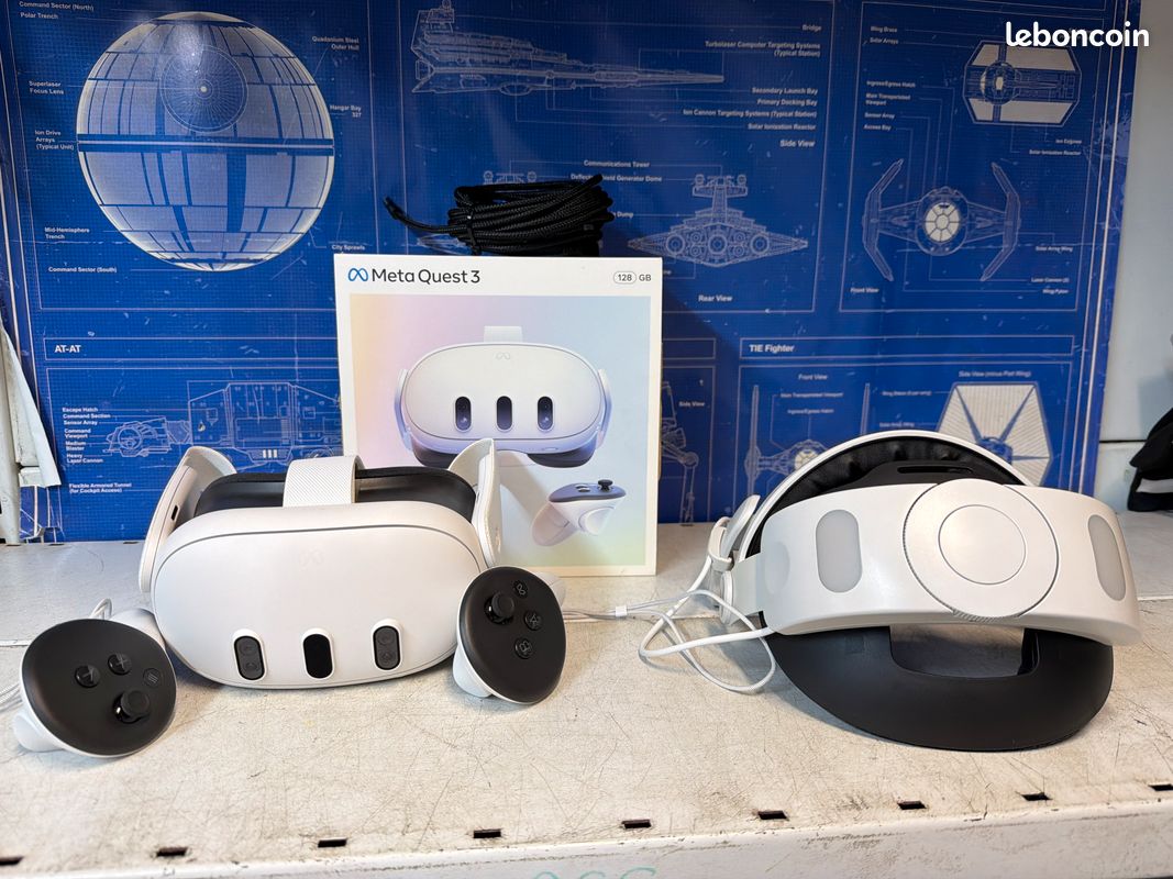 Casque VR meta quest 3 128go avec sangle confort - Consoles