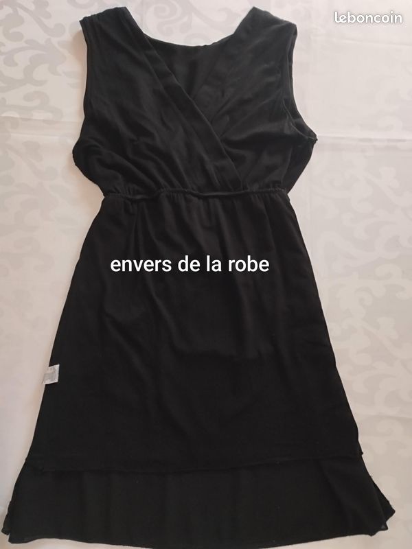Robe Noire Cache-Cœur Drapée Fluide (image 5)