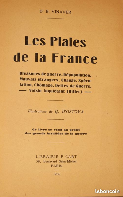 Les Plaies de la France - Vinaver, B. Librairie P Cart 1936 (image 4)