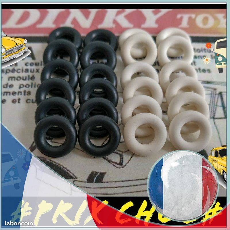 Lot De 2 Petits Pneus Noirs Striés 15/8 N°837-S Pour Dinky-Toys, Réédition Neuve