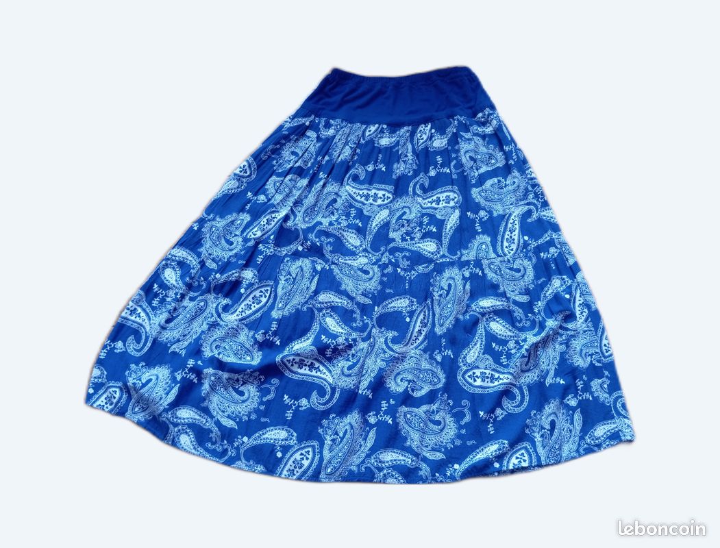 Jupe femme voile coton bleu t 40/42 (image 1)