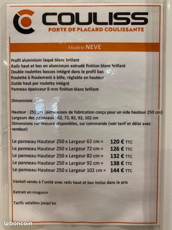 Porte de placard coulissante a partir de 120 (image 3)