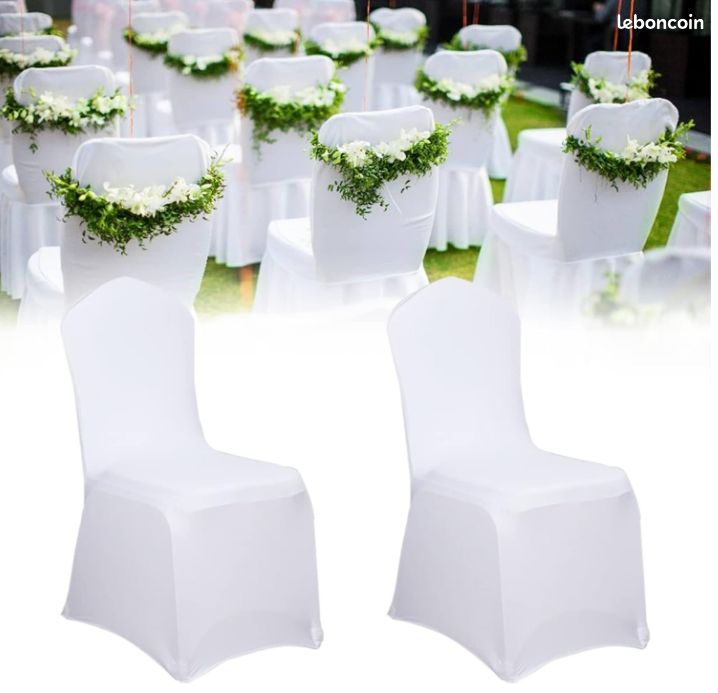 Housses de chaises blanche en lycra extensible (image 1)