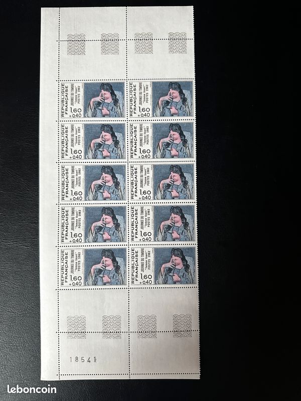 Lot de timbres journée du timbre 1982, "femme lisant" ✉️ (image 3)
